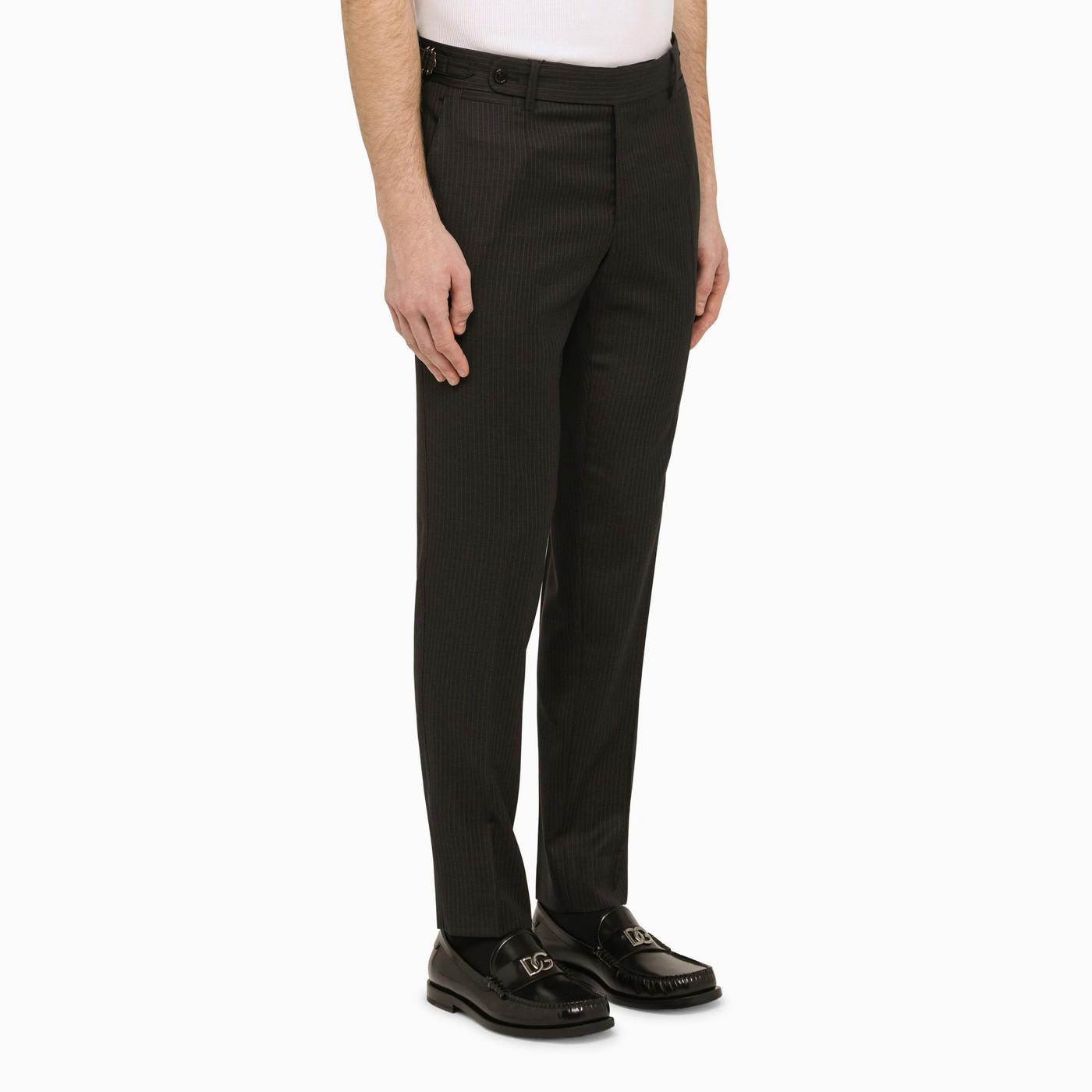 Black Pinstripe Trousers In Grigio Product Image