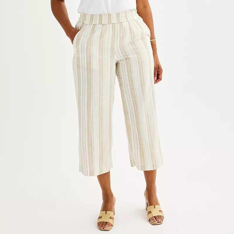 Womens Croft & Barrow Striped Wide Leg Cropped Pants Product Image