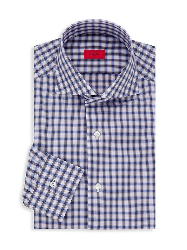 Mens Grid Check Cotton Dress Shirt Product Image