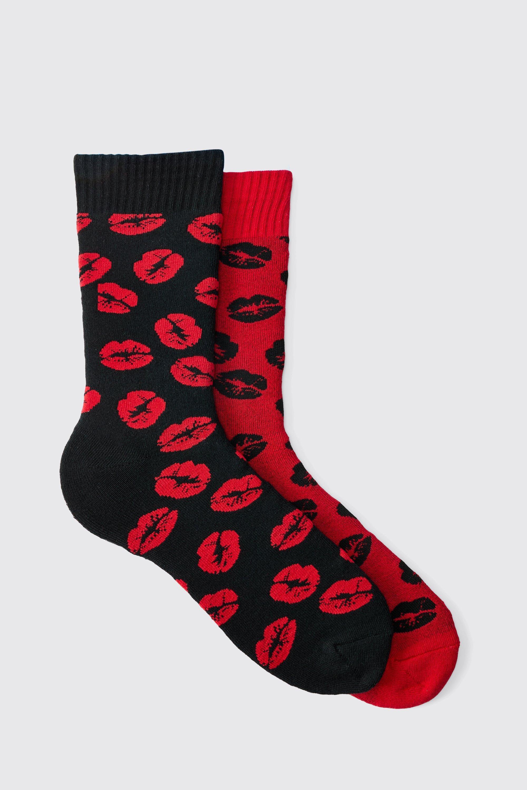 Mens Multi 2 Pack Kiss me Santa Socks, Multi Product Image