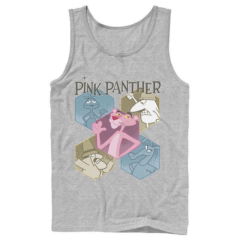 Mens Pink Panther Hexagonal Portraits Tank Top Athletic Grey Product Image