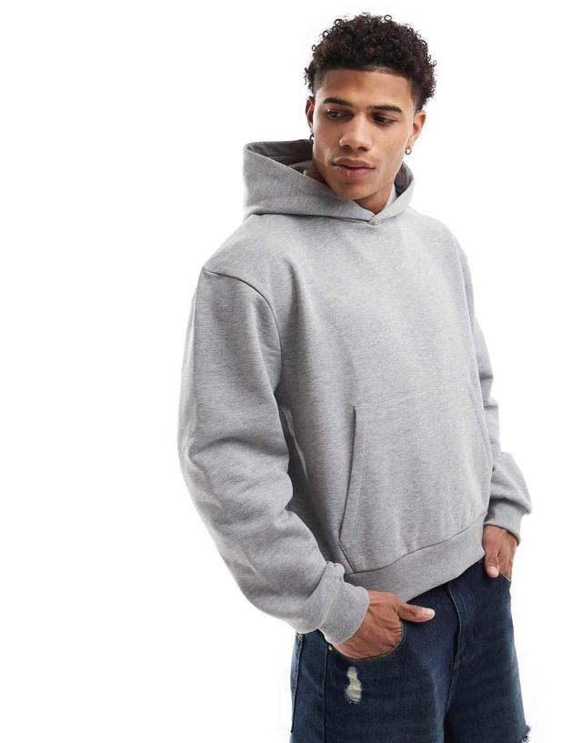 ASOS DESIGN heavyweight boxy oversized hoodie in heather gray Product Image