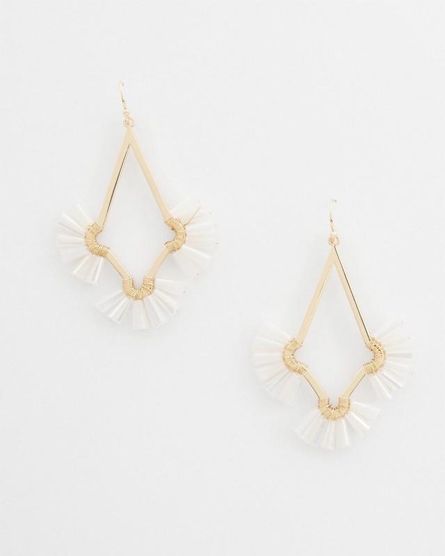 No Droop White Glass Bead Earrings   Chico's - White - Women Product Image