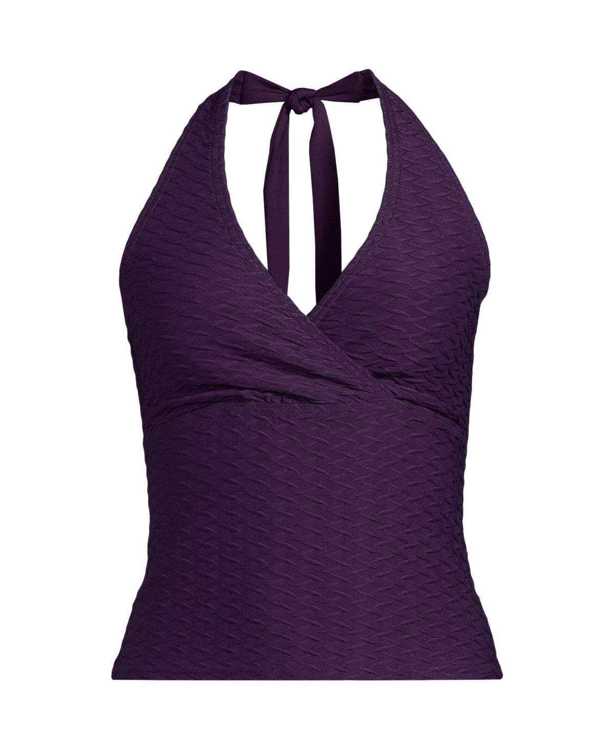 Lands End Womens Texture Halter Tankini Swimsuit Top Product Image