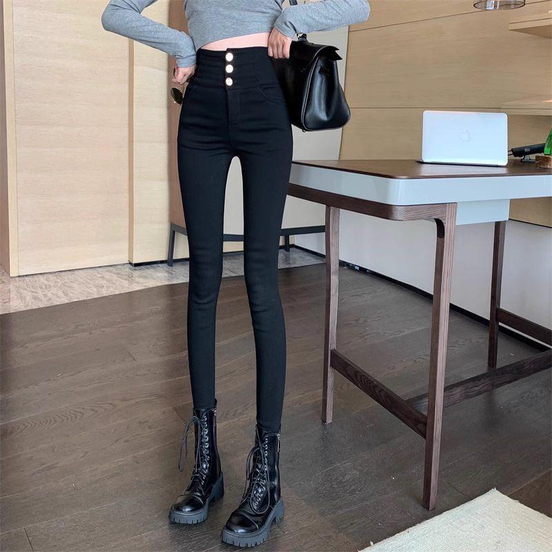 High Rise Plain Skinny Pants Product Image