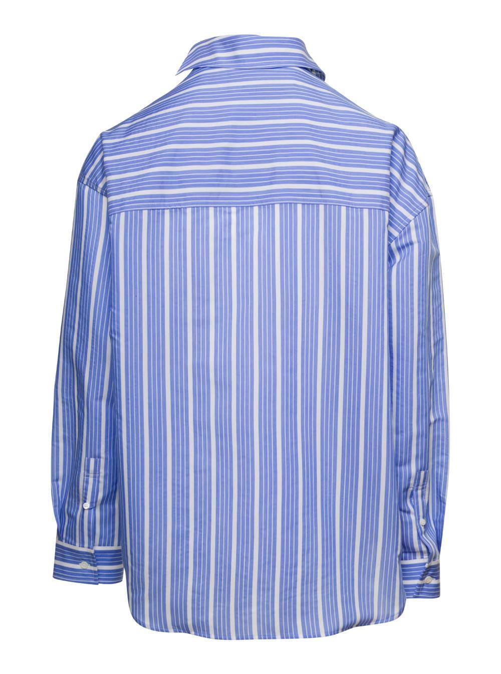 JACQUEMUS Light-blue Striped La Chemise Cuadro In Silk Blend Man Product Image