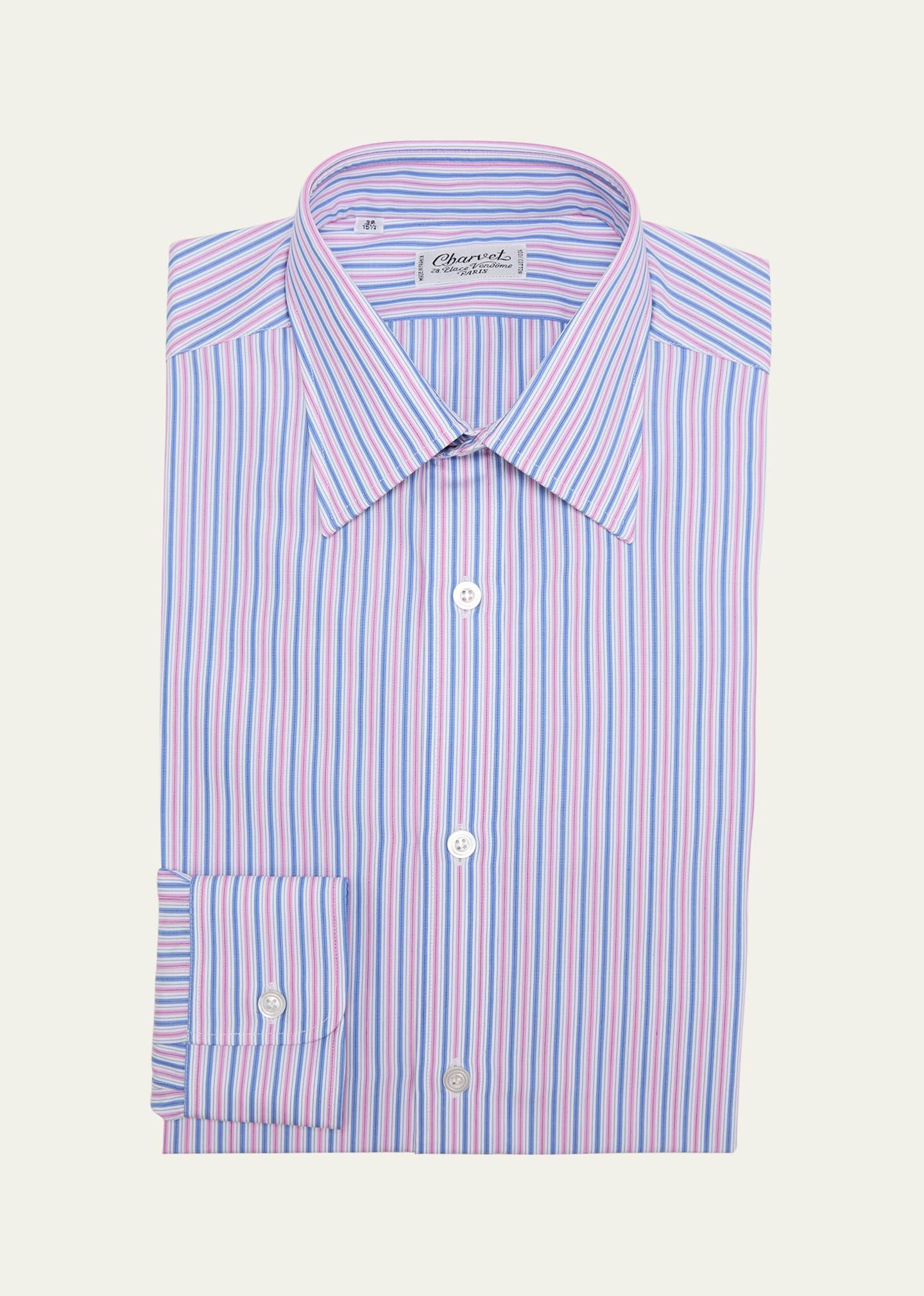 Mens Multi-Stripe Point-Collar Dress Shirt Product Image