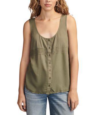 Lucky Brand Womens Cotton Floral-Print Military Tank Top Product Image