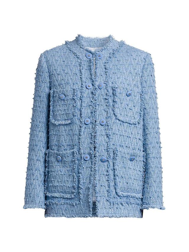 Womens Wool-Blend Double-Pocket Tweed Jacket Product Image