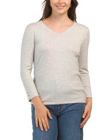 Pima Cotton Blend Classic V Sweater for Women | Cotton/Nylon Product Image