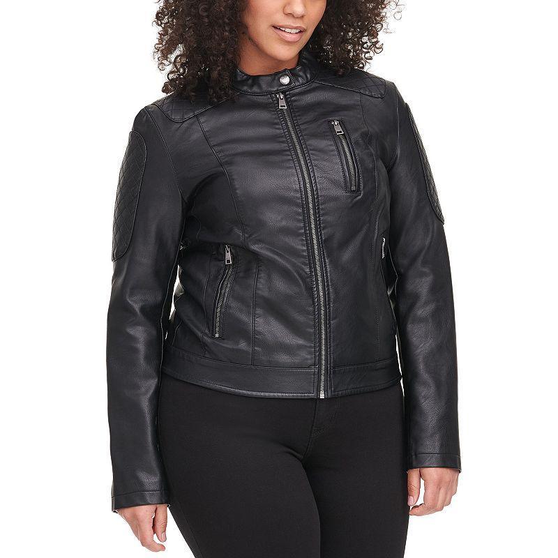 Plus Size Levis Faux-Leather Motorcycle Racer Jacket, Womens Product Image