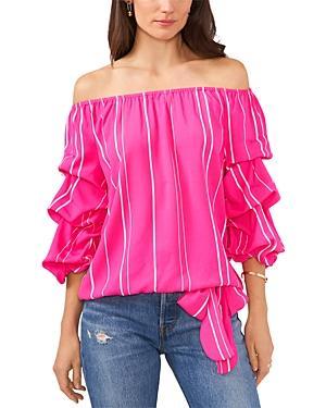 Vince Camuto Off the Shoulder Stripe Blouse Product Image