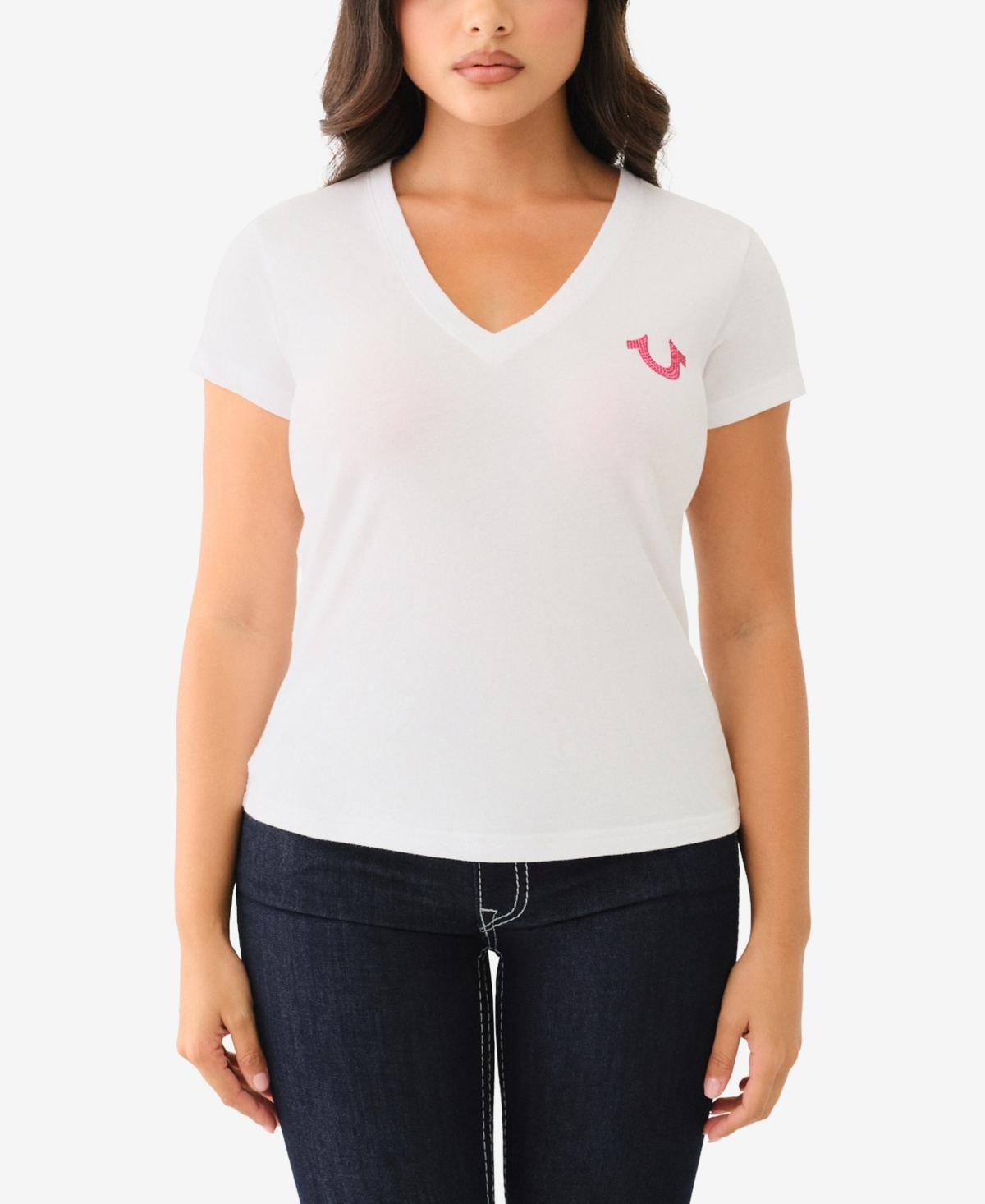 True Religion Womens Crystal Lips V Neck Tee Product Image