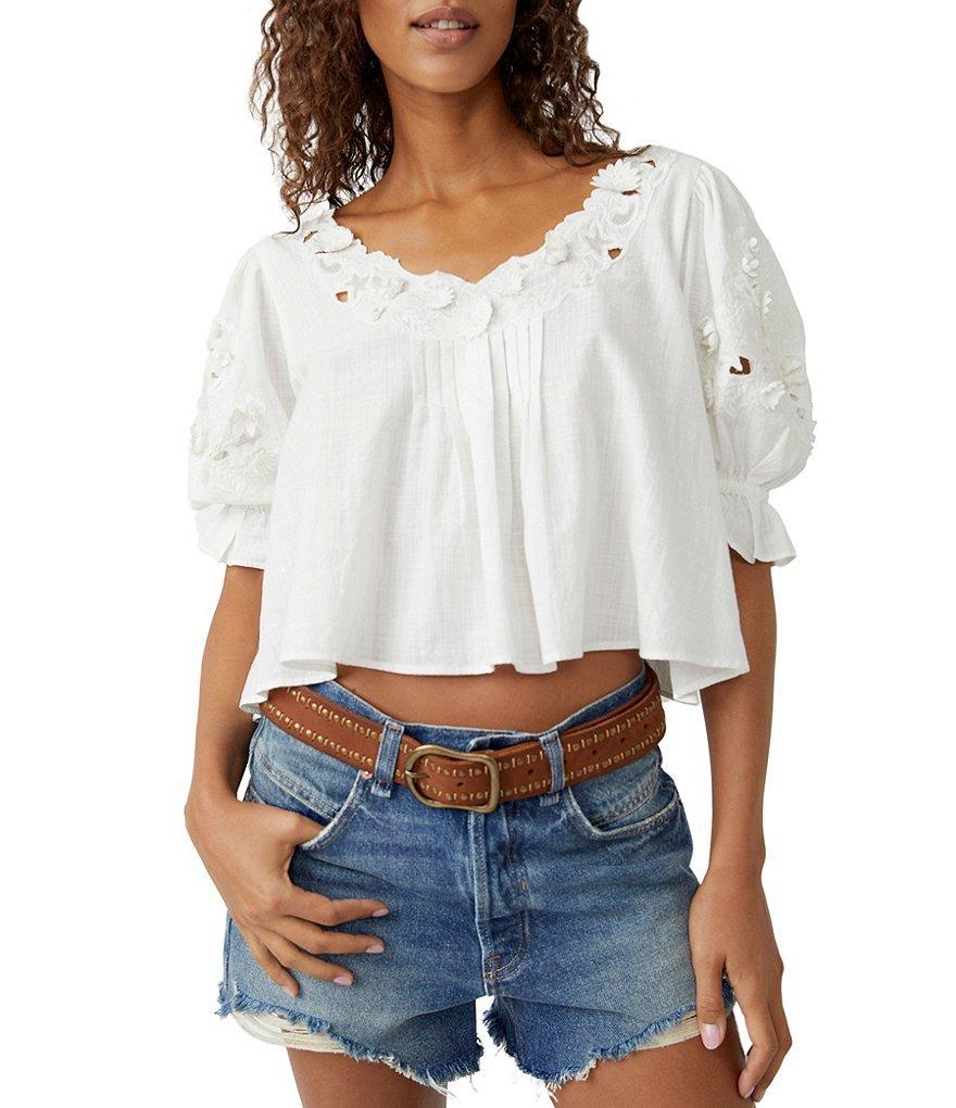 Free People Sophie Embroidered Scoop Neck Short Sleeve Top product image