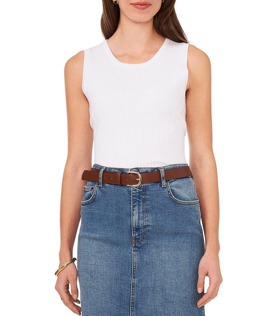 Vince Camuto Crew Neck Sleeveless Ribbed Tank Product Image