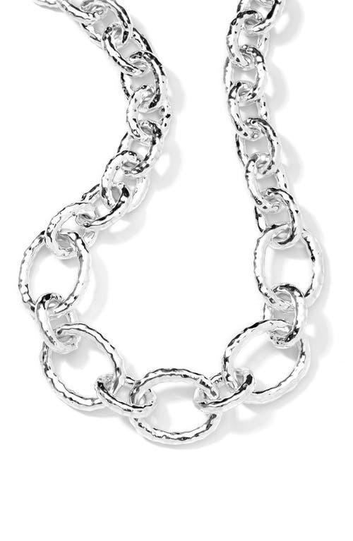 Womens Classico Short Sterling Silver Hammered Bastille Chunky Link Necklace Product Image