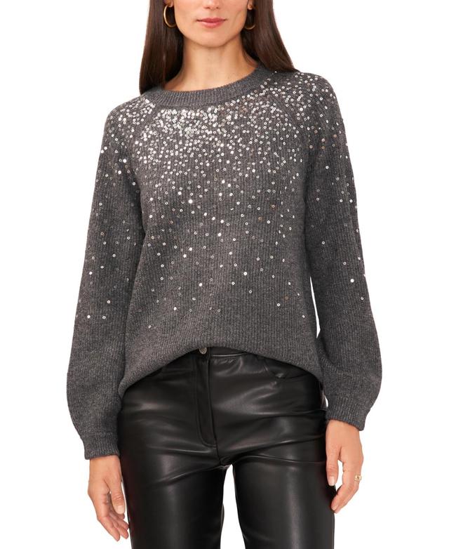 Vince Camuto Womens Sequined Raglan-Sleeve Sweater Product Image