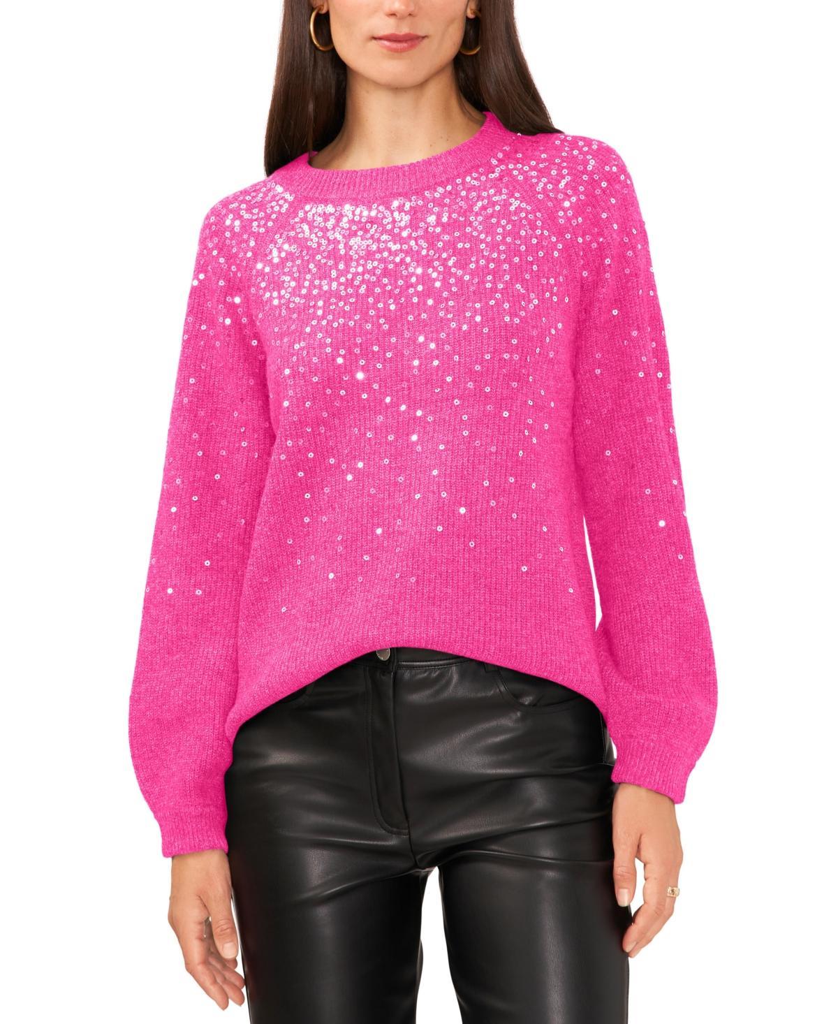 Vince Camuto Womens Sequined Raglan-Sleeve Sweater Product Image