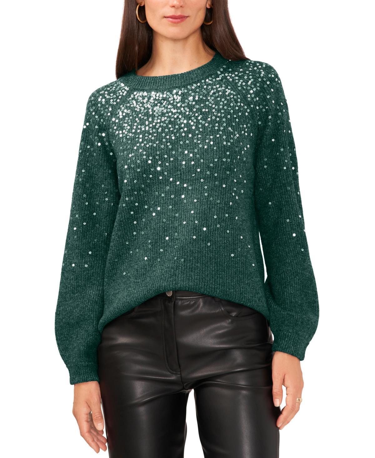 Vince Camuto Womens Sequined Raglan-Sleeve Sweater Product Image