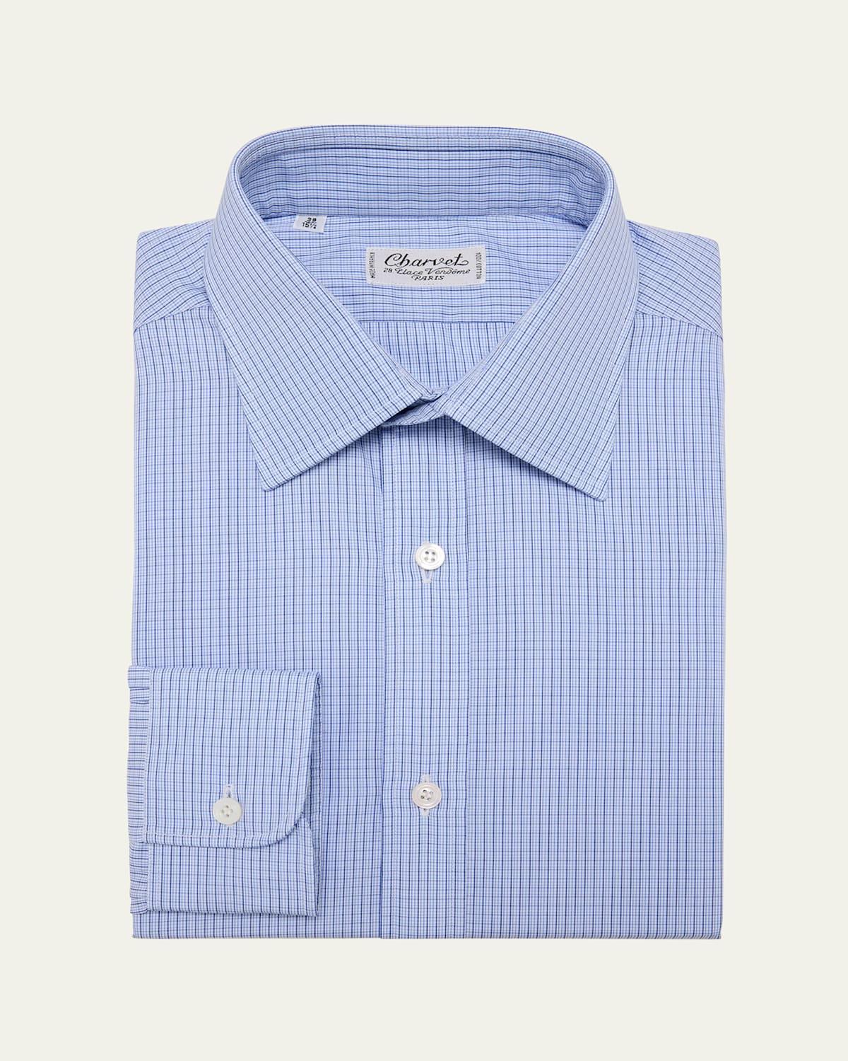 Mens Cotton Check Dress Shirt Product Image