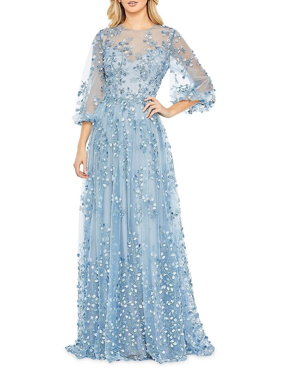 Womens Petal Embroidered Chiffon Gown Product Image