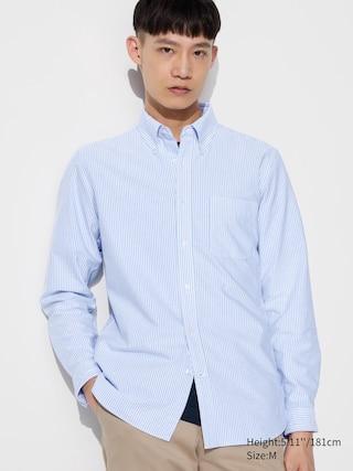 Mens Oxford Slim-Fit Shirt Striped Blue Small UNIQLO US Product Image