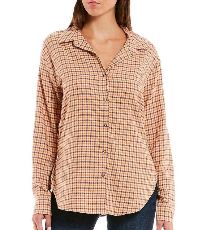 Copper Key Plaid Check Button Front Flannel Shirt Product Image