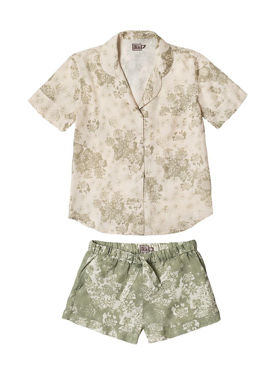 Womens Floral Short 2-Piece Pajama Set Product Image