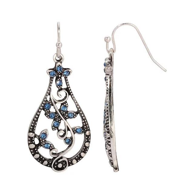 2028 Crystal Blue Flower Drop Earrings Product Image