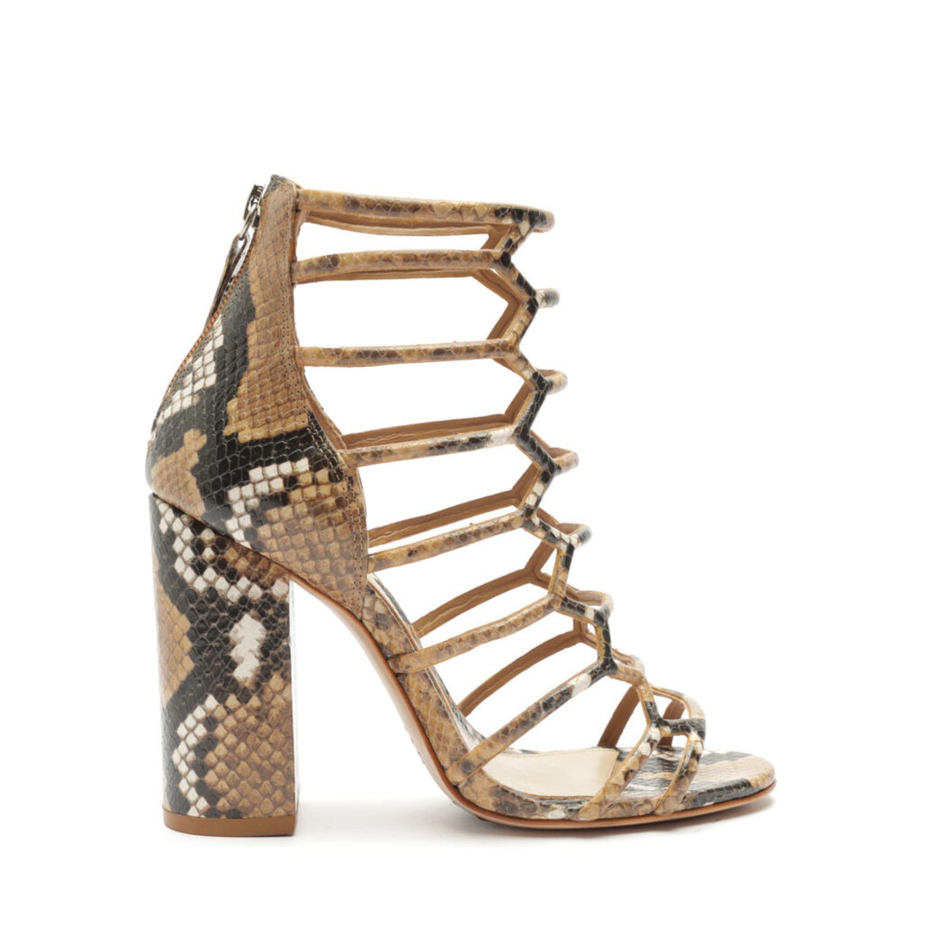 Julianna Block Snake-Embossed Leather Sandal Female Product Image