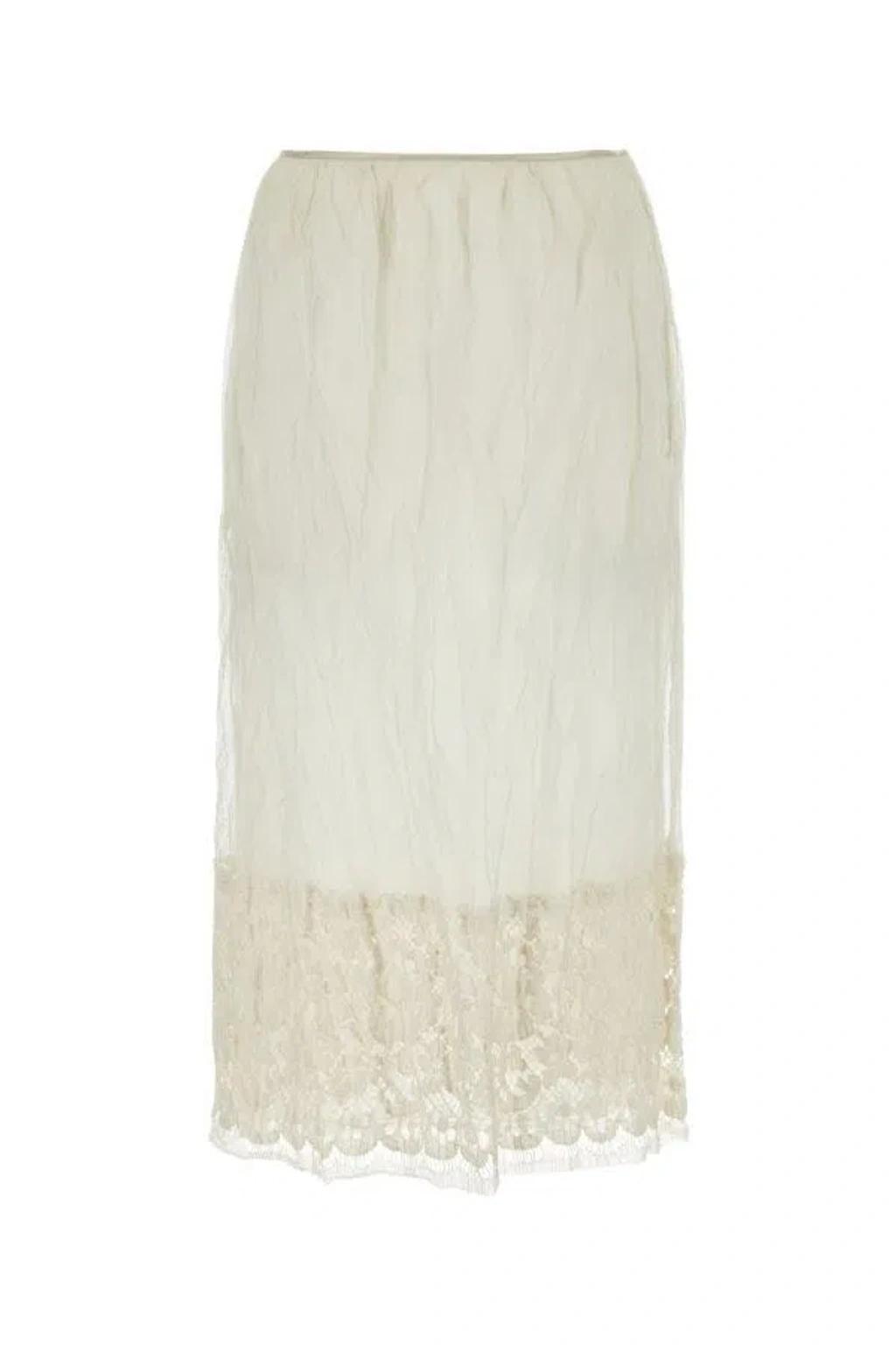 Mesh Skirt Lace Overlay In White Product Image