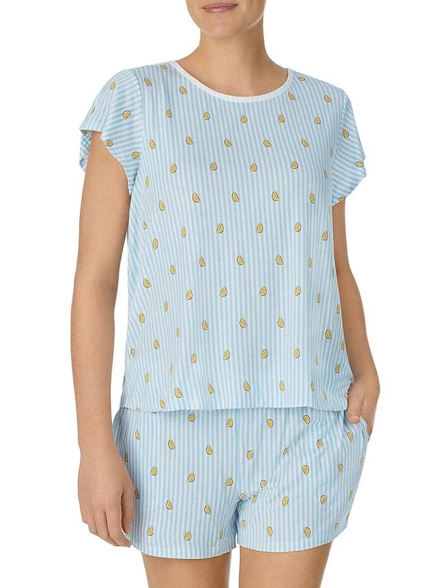 Kate Spade New York Modal Jersey Short Sleeve Short PJ Set (Lemon Stripe) Women's Pajama Sets Product Image