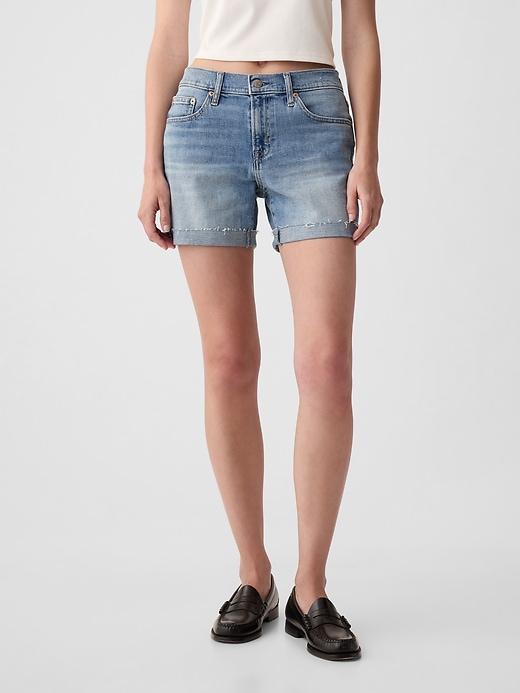 5" Mid Rise Denim Girlfriend Shorts Product Image