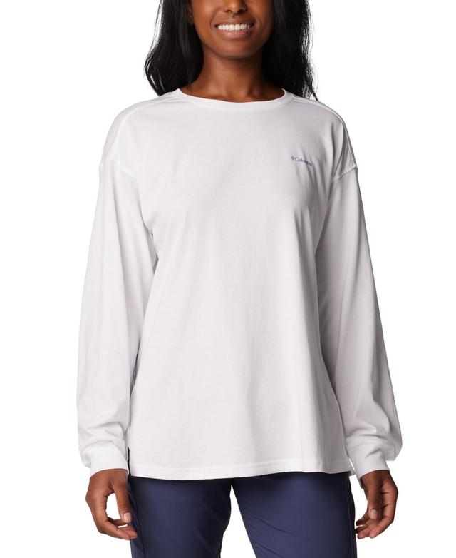 Columbia Womens North Cascades Branded Long-Sleeve Crewneck Cotton Top - Cosmos Product Image