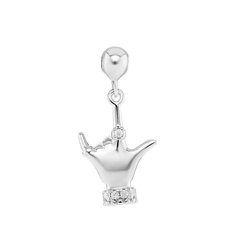 PRIMROSE Sterling Silver Polished Cubic Zirconia Love Sign Sliding Charm, Womens, Sterling Clear Product Image