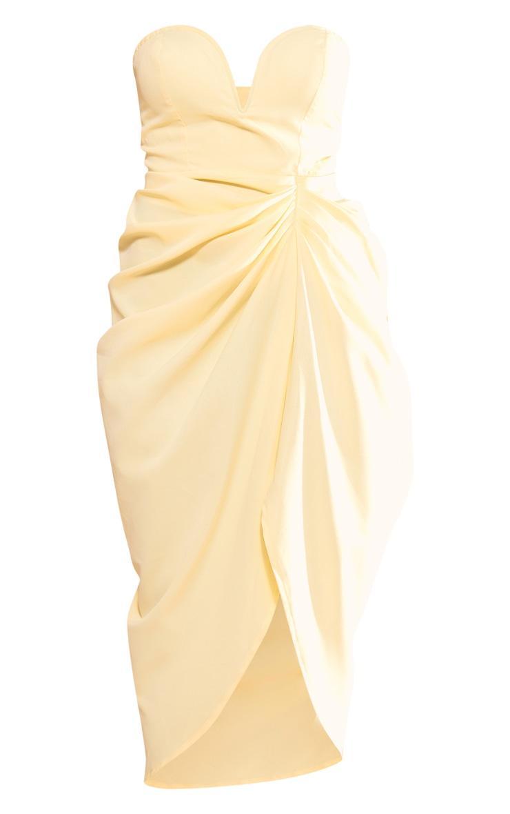 Lemon Woven Bandeau V Bar Gathered Hip Midi Dress Product Image