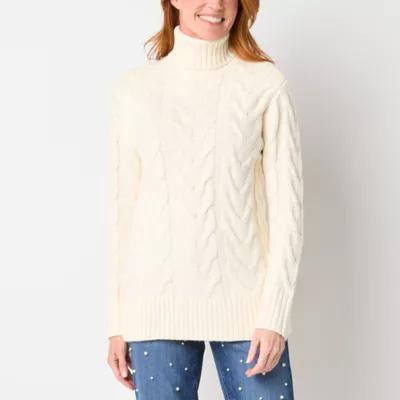 St. John's Bay Tall Womens Turtleneck Long Sleeve Pullover Sweater Product Image