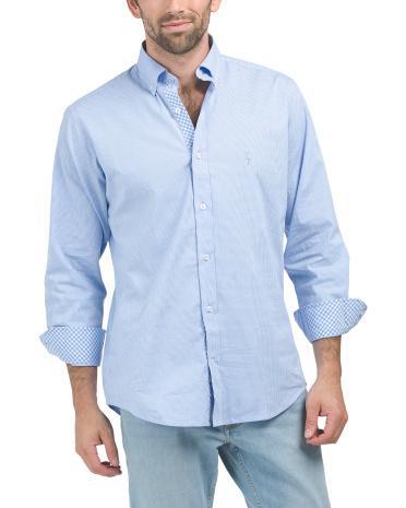 Poplin Stretch Long Sleeve Shirt For Men Product Image