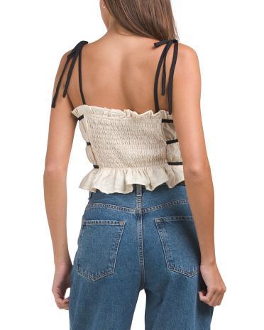 Sleeveless Bow Trim Top for Women Product Image