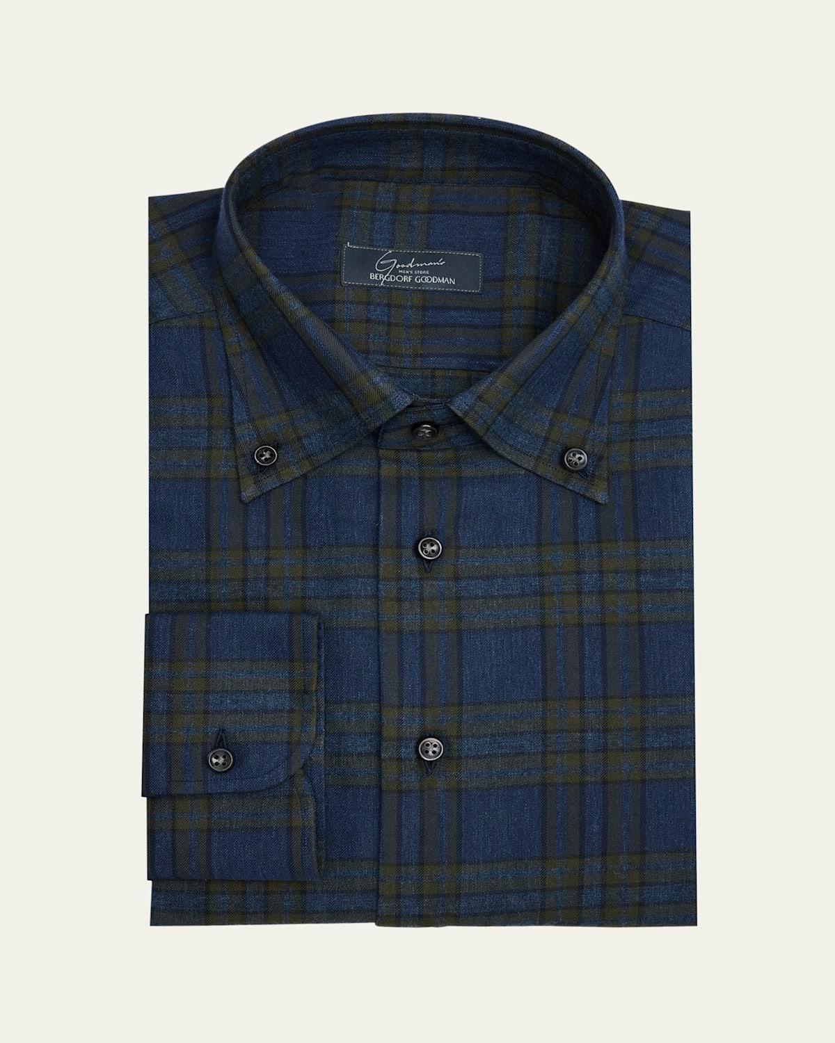 Mens Cotton Plaid Sport Shirt Product Image