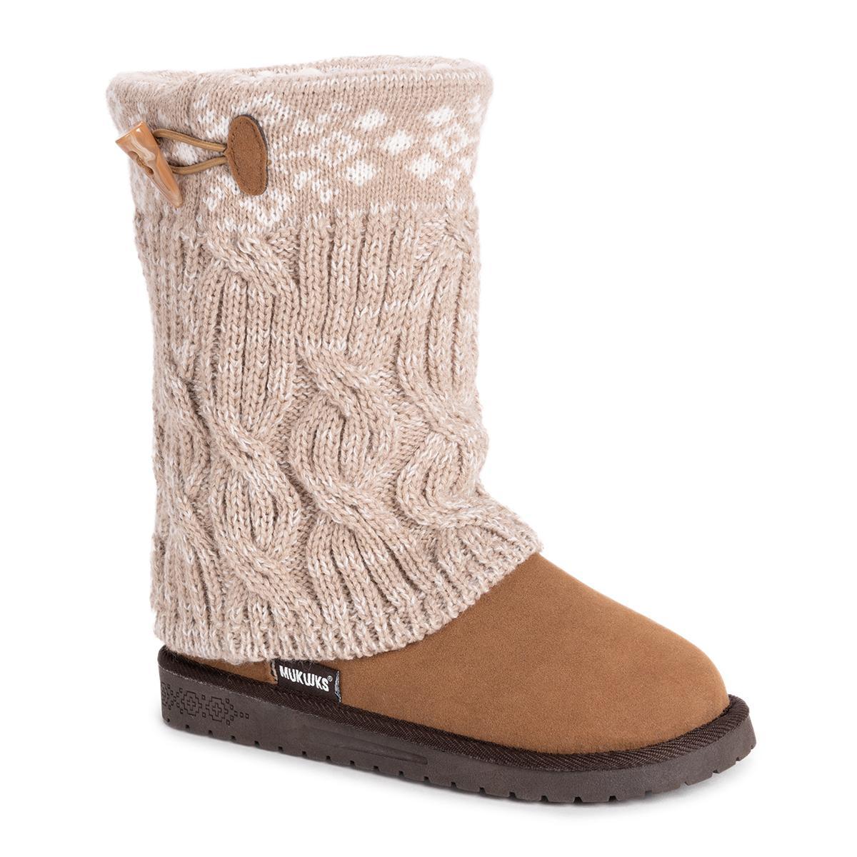 Essentials by MUK LUKS Cheryl Womens Knit Winter Boots Grey Product Image