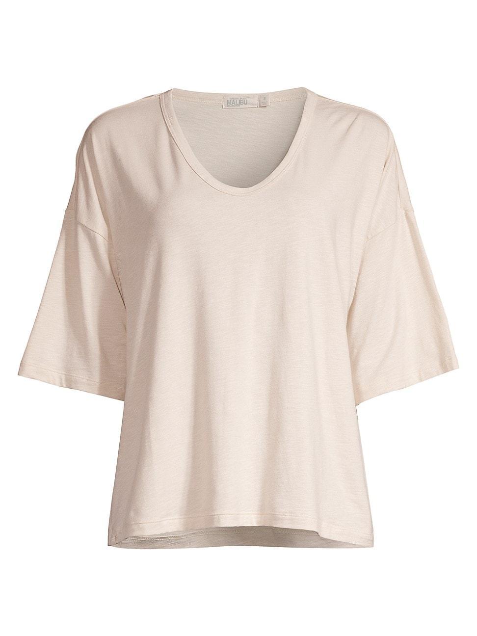 Womens Slub Jersey V-Neck Boxy T-Shirt Product Image