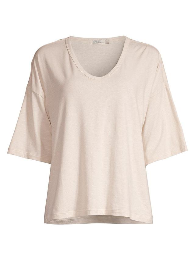 Womens Slub Jersey V-Neck Boxy T-Shirt Product Image