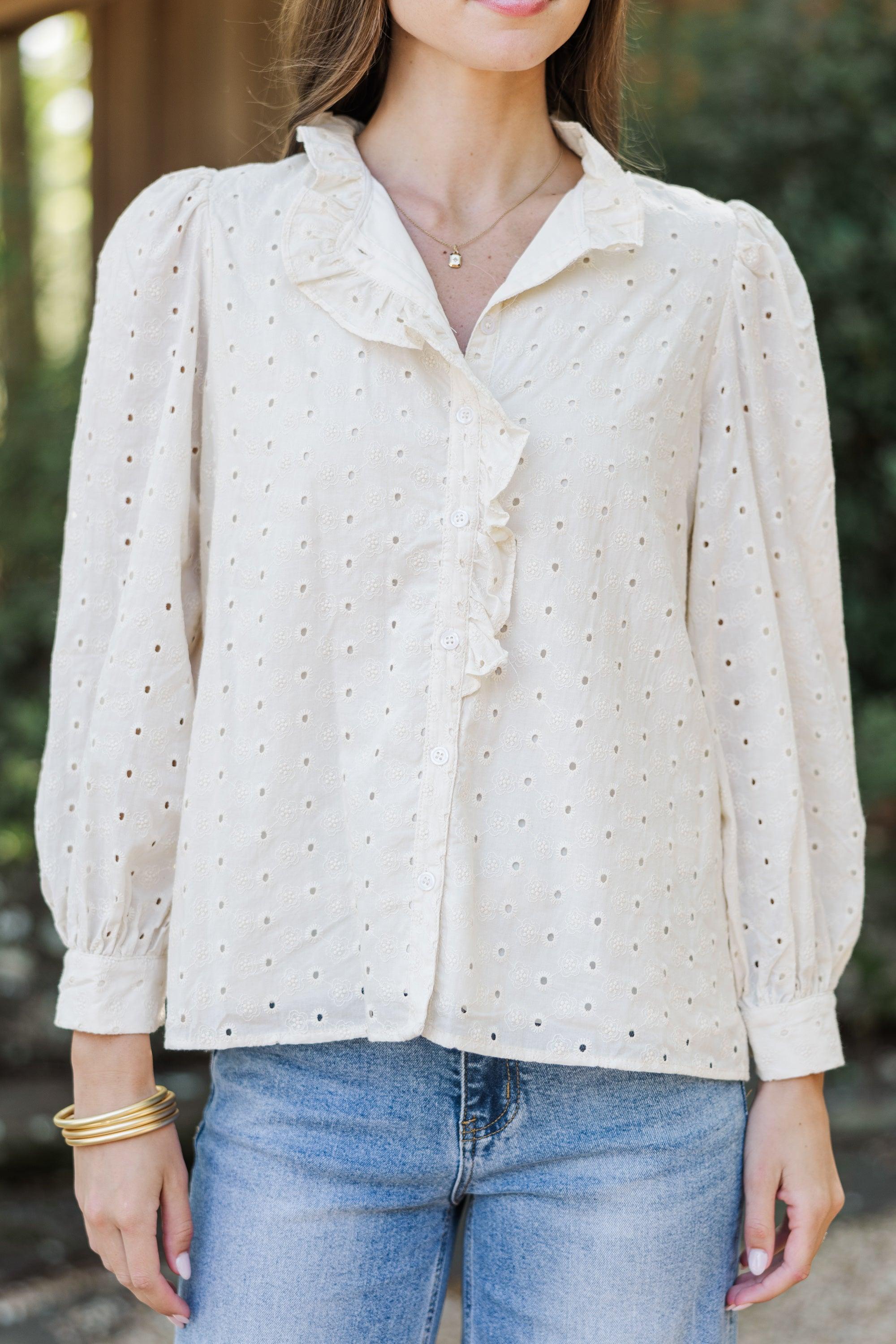 It's All True Natural White Eyelet Blouse Female Product Image