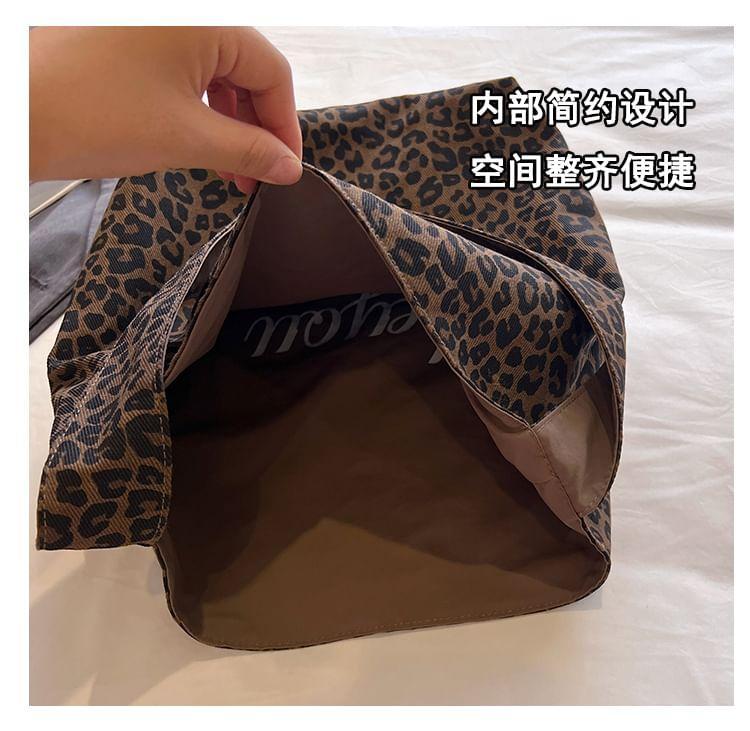 Leopard Lettering Print Reversible Tote Bag Product Image