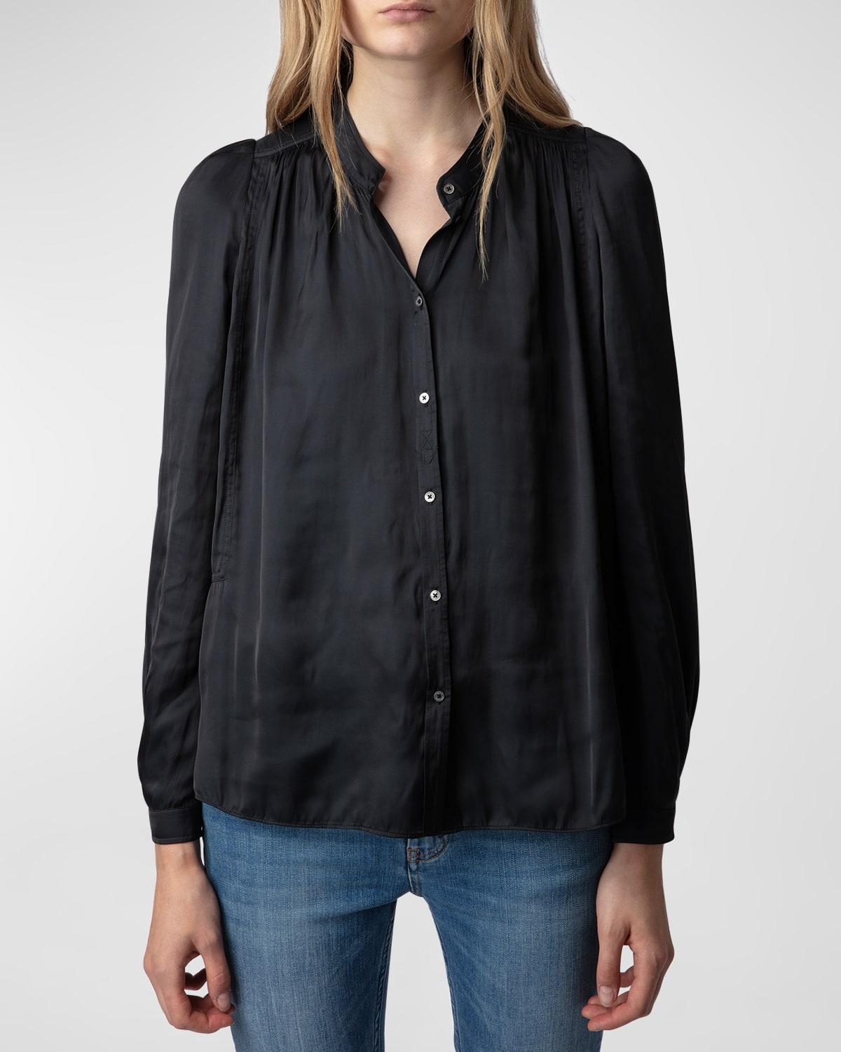 Zadig & Voltaire Tchin Band Collar Satin Blouse Product Image