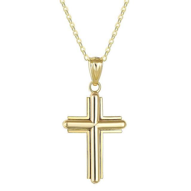 Taylor Grace 10k Gold Beveled Cross Pendant Necklace, Womens Gold Tone Product Image