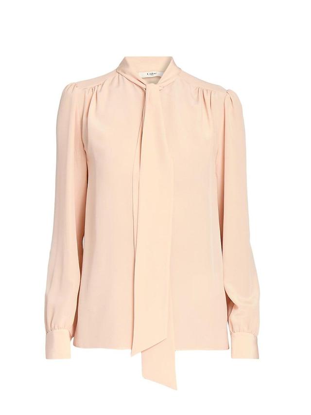 Womens Silk Tieneck Blouse Product Image