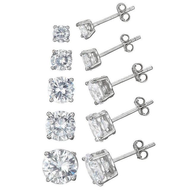 Designs by Gioelli Cubic Zirconia Sterling Silver Stud Earring Set, Womens, White Product Image