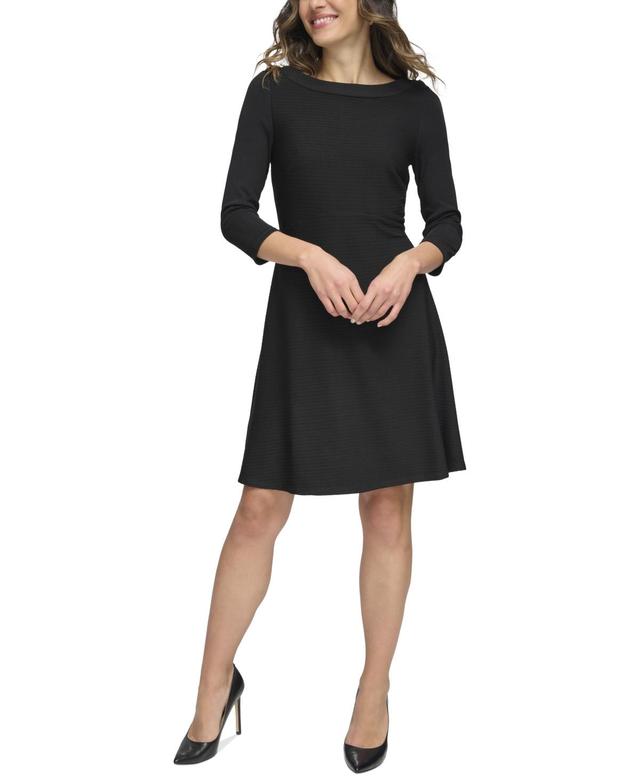 Tommy Hilfiger Rib-Knit Fit & Flare Dress Product Image